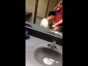 Public rest room joy from 2 faggot